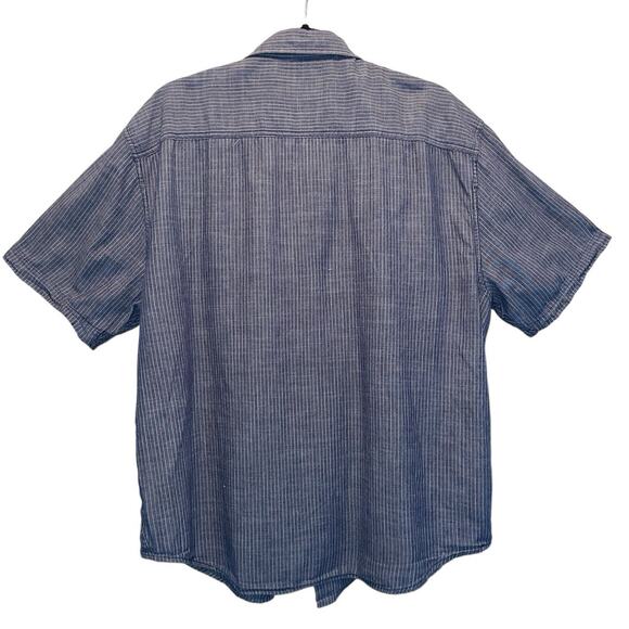 Nautica Jeans Co. Blue Pinstripe Button Front Short Sleeve Shirt size XL - Picture 2 of 8